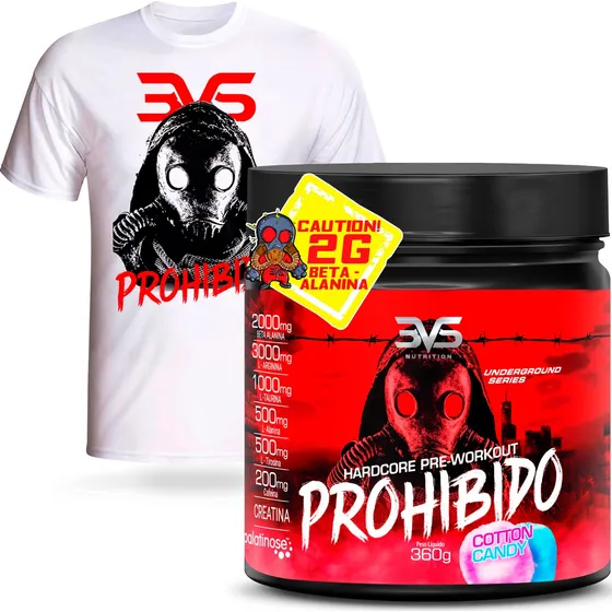 Pré Treino Prohibido 2g Beta Alanina 360g + Camiseta