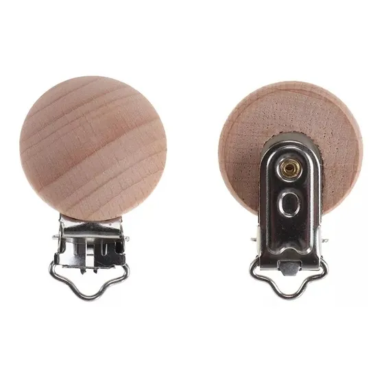 Pack Broche Porta Chupete Montessori Madera Circular X 10 Un