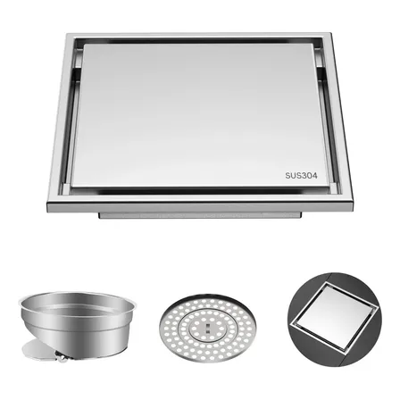 Ralo Inox Square Tampa Invisível Oculta 15x15 Nao É Pvc