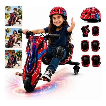 Patinete Triciclo Drift Elétrico 3 Rodas 350w Com Bluetooth Vermelho