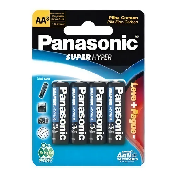 Pilha Panasonic Comum Aa Leve 8 E Pague 6