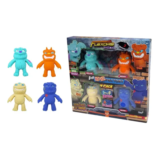 Figura Estirable Flexors Evil Bears Glow 4 Pack