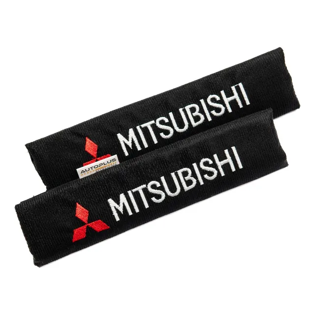 Protectores Cubre Cinturones Tela Negro Mitsubishi Bordado