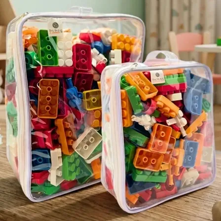 Kit 7 Sacos Organizadores De Brinquedos Bubag Transparente Zíper Empilhável