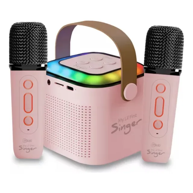 Parlante Karaoke Infantil 2 Microfonos Con Luz Rgb / Mlab Color Rosa