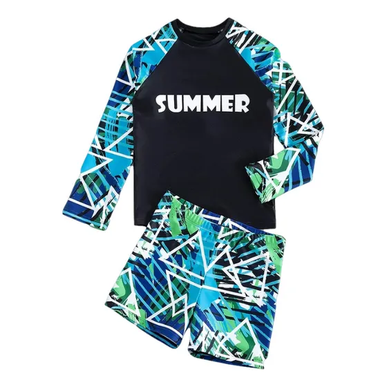 Conjunto De Traje De Baño Niño Shein Manga Larga Sh
