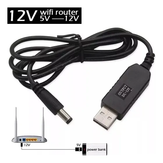 Cable Convertidor Usb 5v A 12v 5.5*2.1mm