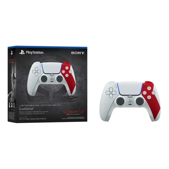 Controlador sem fio Dualsense God Of War Ed Limited Ps5 branco/vermelho