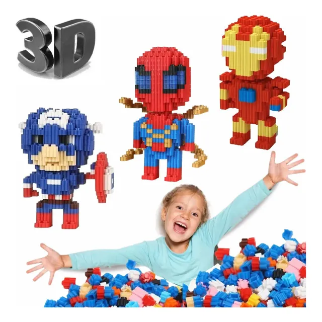 Mini Bloques 3d Dibujos Animados Niños Surtido