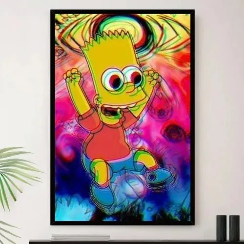 Quadro Bart Simpson Chapado Decorativo A3 35x45cm
