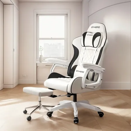 Silla Gamer Ergonómica Reclinable Con Reposapies Blanca