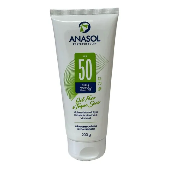 Protetor Solar Anasol Fps50 200g Uva+uvb Oil Free Toque Seco