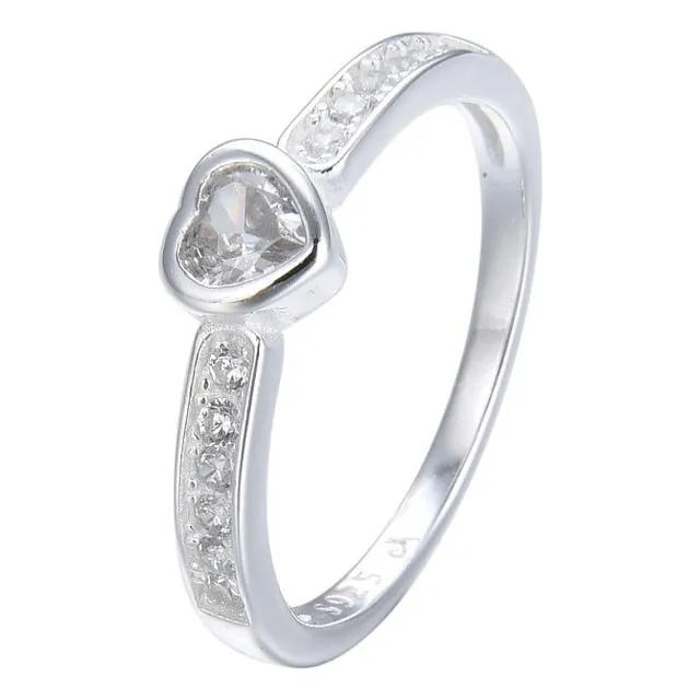 Anillo Promesa Compromiso Corazon Plata Ley 925 Circon 