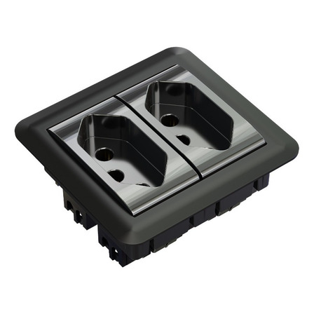 Caixa De Tomada Embutir Mesa Super Slim C/ 2 Tomadas - Cx02s Caixa De Tomada Embutir Mesa Super Slim C/ 2 Tomadas - Cx02s