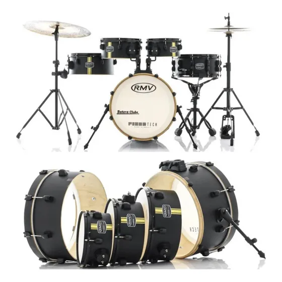 Bateria Rmv Fibertech Trip Black Gold Stripe Compacta Com 4