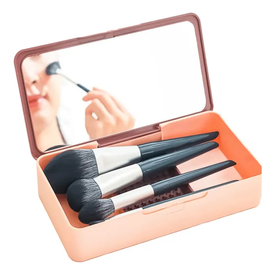 Caja Organizadora De Brochas Maquillaje Con Espejo
