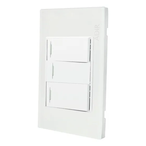 Placa 3 Apagadores Tiffany Cristal Blanco Adir 4133