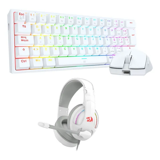 Combo Redragon S143+h211w-teclado Mecánico+mouse+auriculares