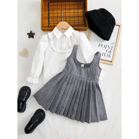 Vestido De Niña Con Camisa Blanca Shein Talla 6
