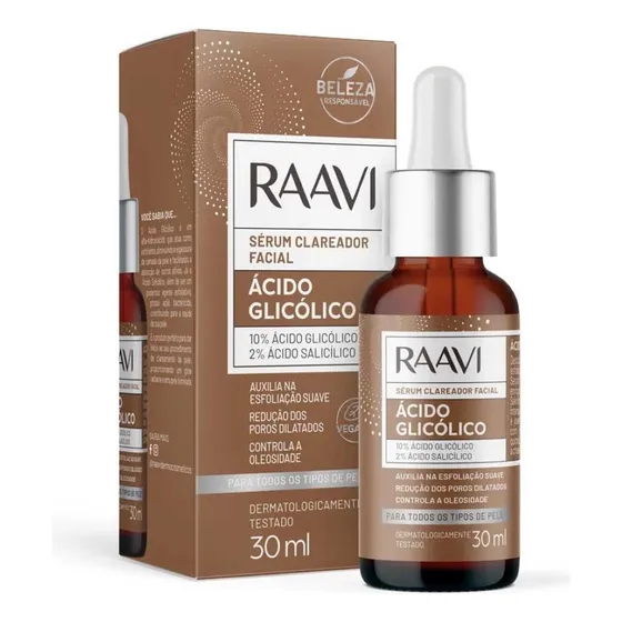 Sérum Clareador Facial Ácido Glicólico 30ml - Raavi