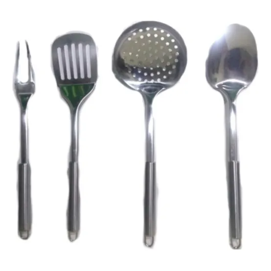 Juego Utensilios Grandes Espátula Espumadera Cuchara Tenedor