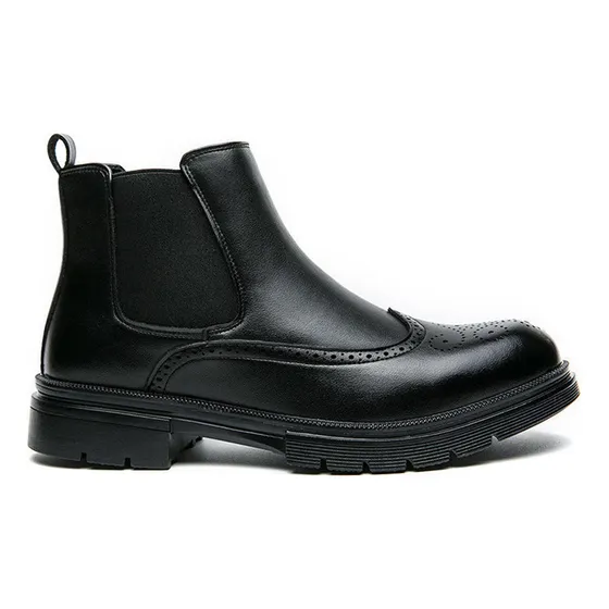 Botas Tacticas Negras Casual Plataformas Cuero Moda Chelsea