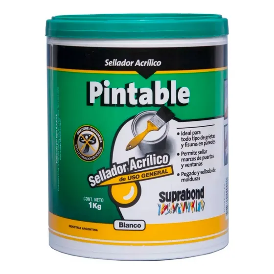 Sellador Acrílico Pintable Blanco Suprabond X 1 Kg