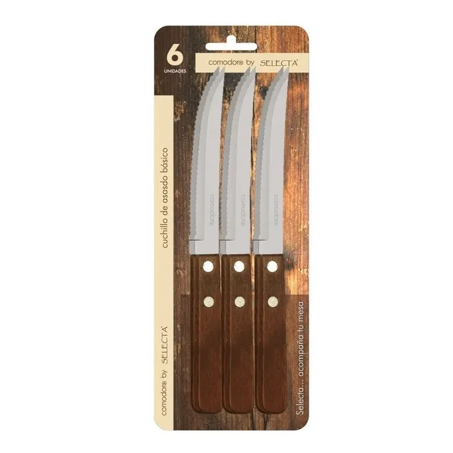 Set 6pzas Cuchillos 1mm Mango De Madera