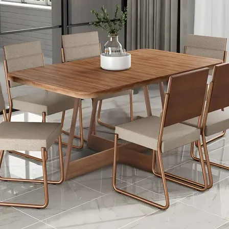 Conjunto Sala De Jantar 6 Cadeiras Charlotte Carraro Rose