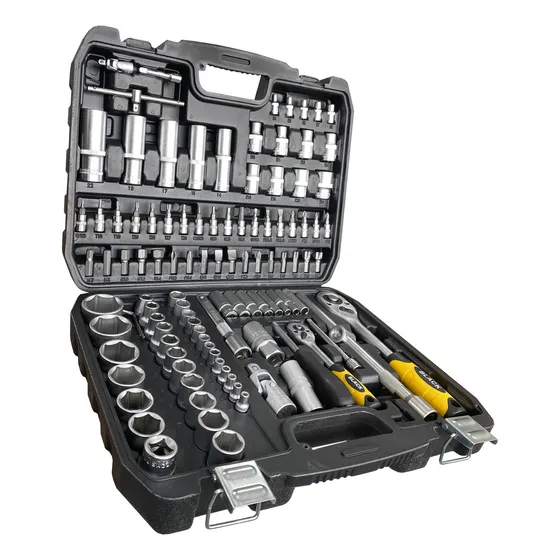 Caja Set Juego De Tubos Bocallaves 108 Piezas 1/2 1/4 Tubo Y Puntas Herramientas Black
