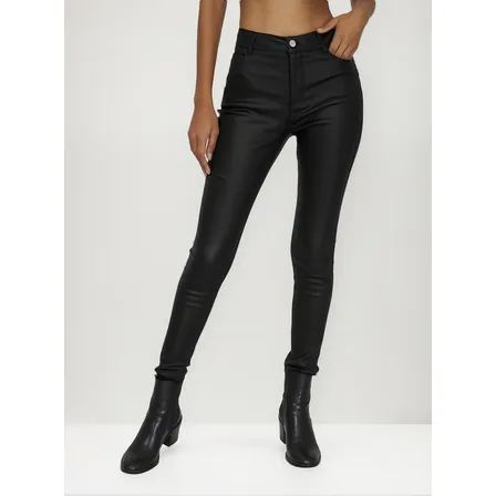 Calza Skinny Tipo Encerada Negro Nicopoly