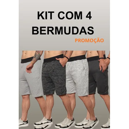 Kit 4 Bermudas Masculinas Moletom Academia Casual Lote Full Cores Sortidas Liso G ( 42-44 )