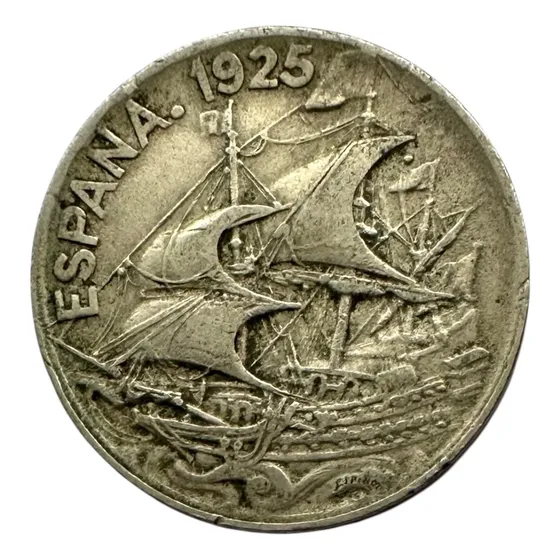 España - 25 Centimos - Año 1925 - Km #740 - Barco A Velas