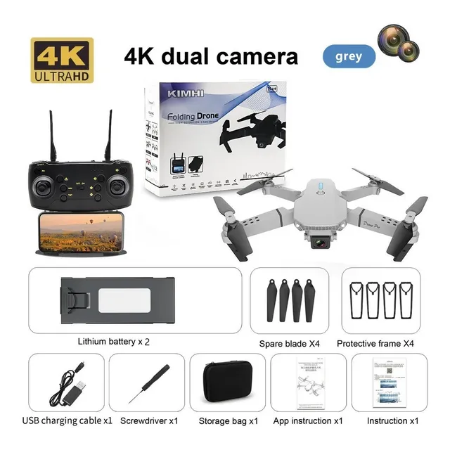 Mini Drone E88 Con Doble Cámara De 4k, Wifi Y 2 Baterías