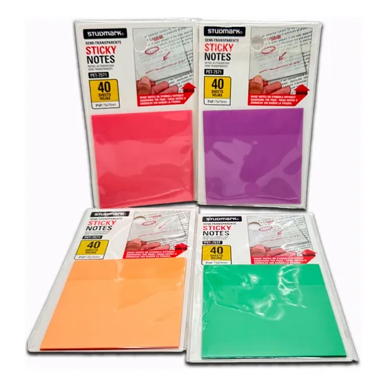 Notas Adhesivas Semi-transparente 3 X3  De 40 Hojas