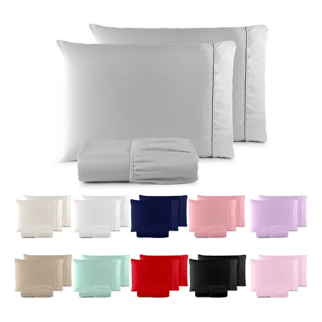 Jogo De Lençol 400 Fios Ponto Palito Cama Queen Saldão