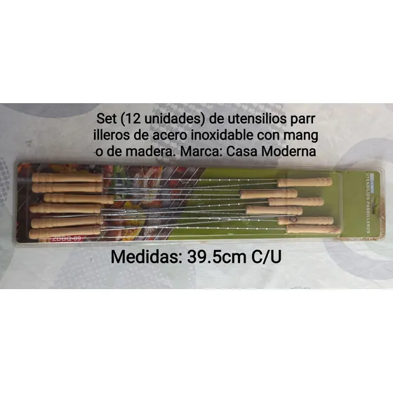 Set (12 Und) De Utensilios Parrilleros Para Pinchos