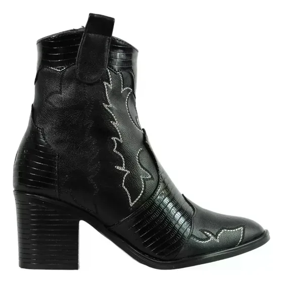 Botas Vaqueras Cowboy Mujer Botines Bordado Tacon Kualishoes