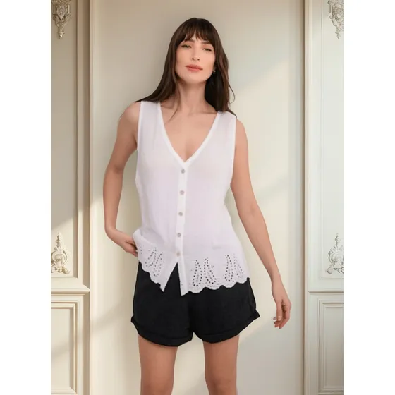 Blusa De Dama Con Broderie