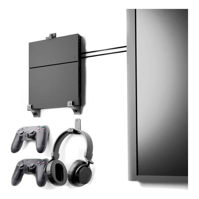 Base Soporte Consola Ps4 Fat De Pared + Base Control