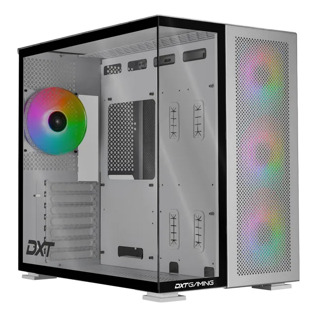 Gabinete Gamer Dxt Gaming Titan T5 Media Torre Atx 4 Fan Usb-C Cristal Templado Argb Metalico