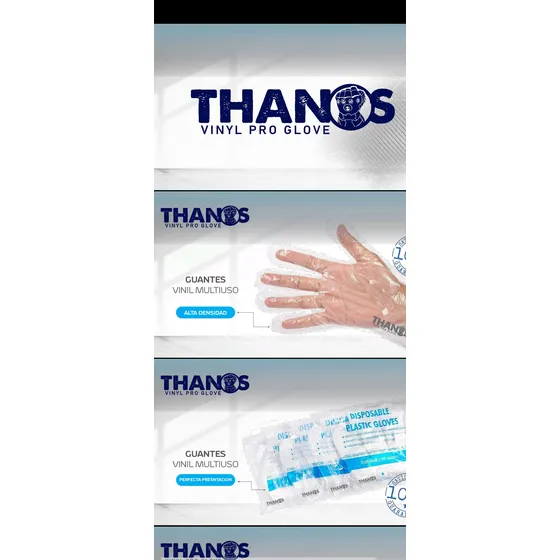 Guantes Thanos Vinilo Pro 34.000 U Desechables Transparentes