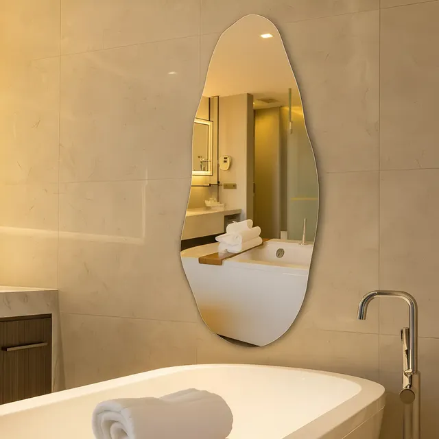 Espelho Orgânico 70cm Decoração Lapidado Design Moderno Luxo Quarto Sala Banheiro Hall Decorativos Camarin Polido Sem Mo