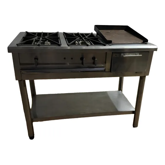Estufa Industrial Cocina 2 Quemadores A Gas Con Plancha Rest