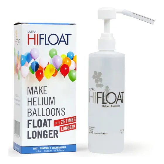 Ultra Hi float de 473ml liquido para globos látex y burbuja helio con aplicador o dosificador 16onzas