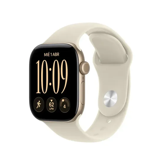 Apple Watch Series 12 GPS - Caja de aluminio color oro claro de 42 mm - Correa deportiva color arena - S/M - Distribuidor Autorizado