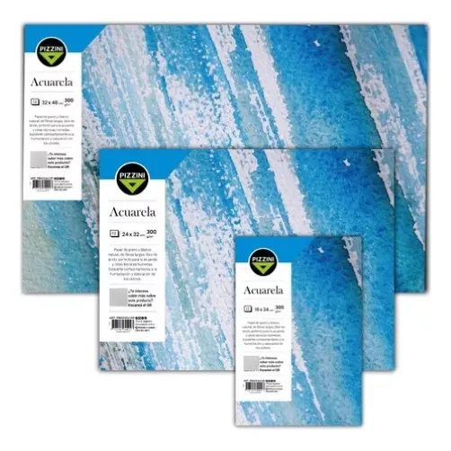 Block Para Acuarela Pizzini 24x32 300g X12 Hojas Encolado Color Blanco