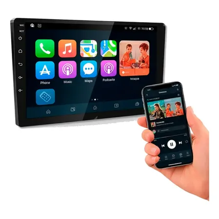 Central Multimidia Mp5 9 Pol Sem Fio Roadstar Rs-7009br Carplay Android Auto Preto
