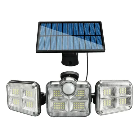 Led 3 Luminária Solar Com Sensor De Movimento Lâmpadas 122 Preto