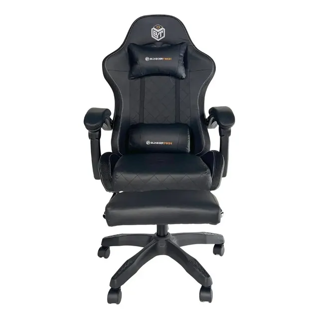 Cadeira Gamer Pro Ergonômica Reclinável Com Apoio Preto Couro Sintético